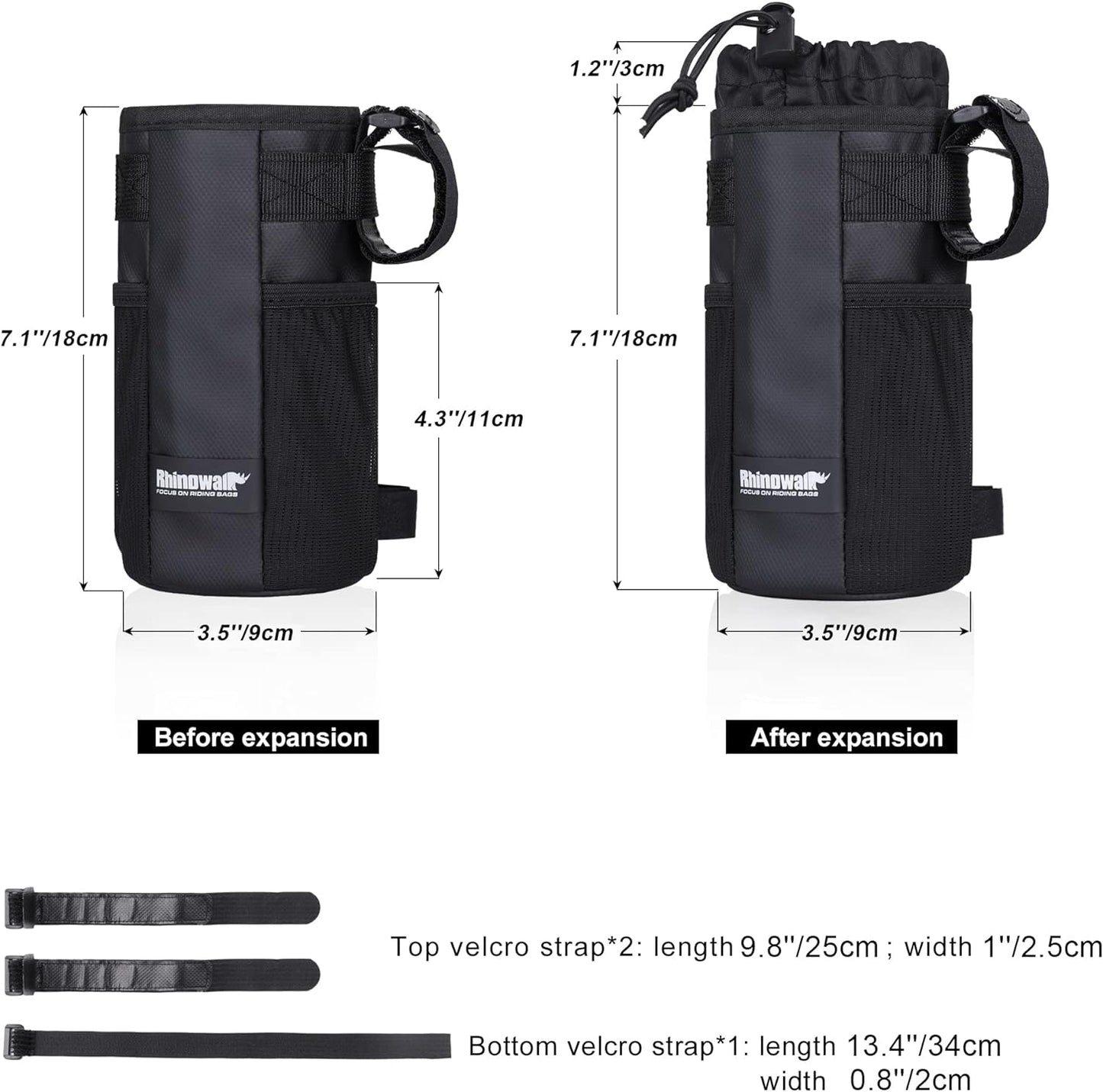 Bolsa manillar bicicleta con soporte botella y taza