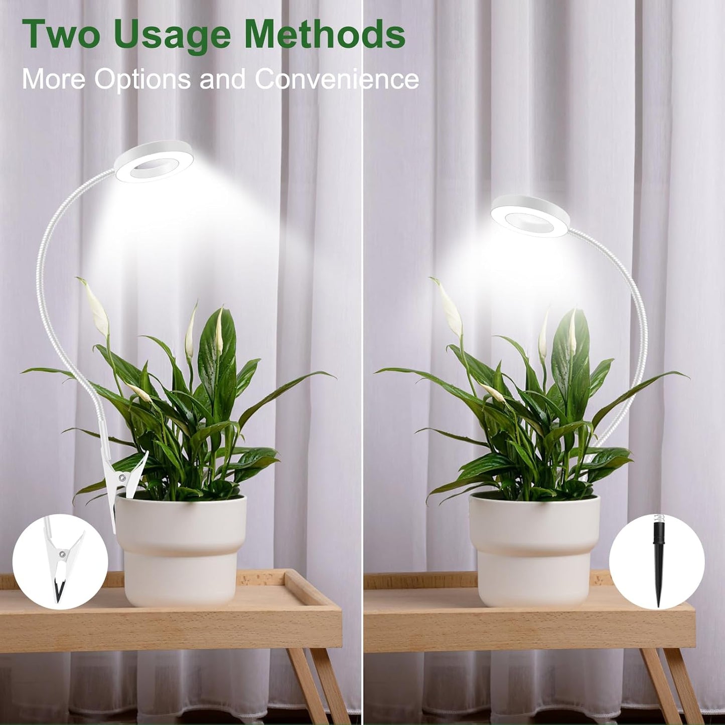 Luces crecimiento 2en1 para plantas interiores 48 LEDs 360°