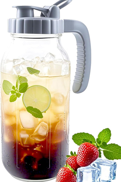 Jarra vidrio 64oz boca ancha para café, té, leche y jugos