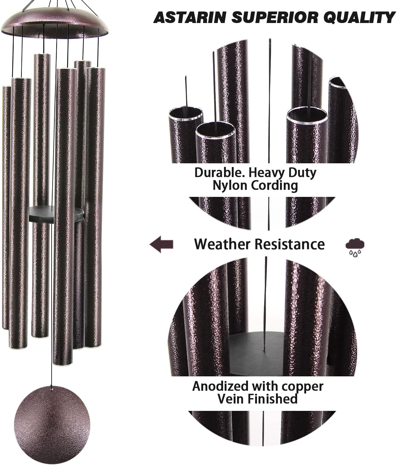 Campanillas viento metal 60pulg tono profundo exterior