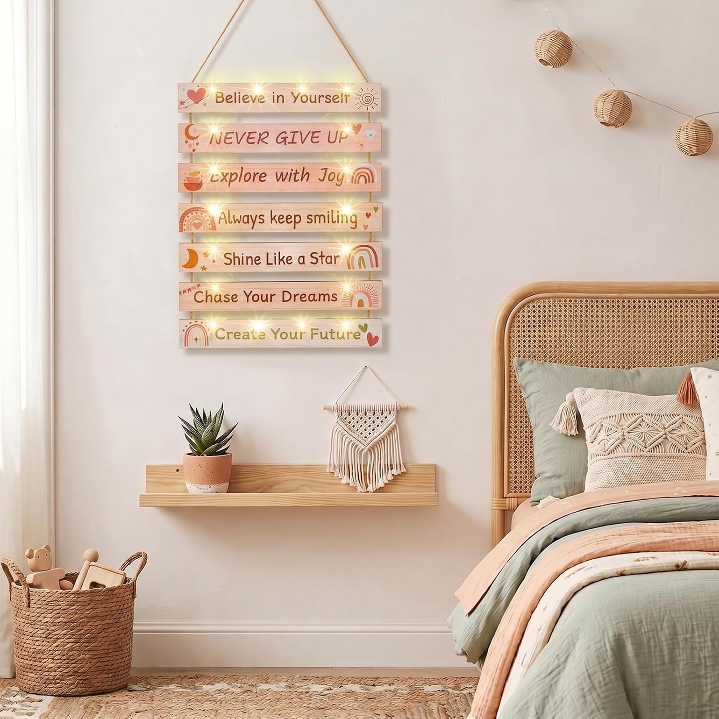 Decoración pared habitación niños luz led inspiradora