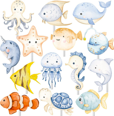 36 Pzas Decoración Cupcakes Animales Marinos Baby Shower
