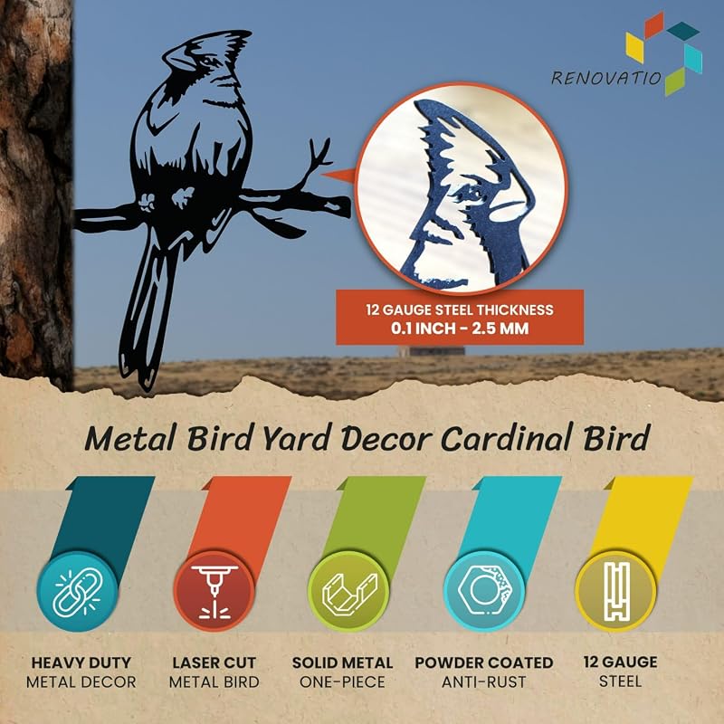Decoración pájaro metal acero calibre 12 patio jardín