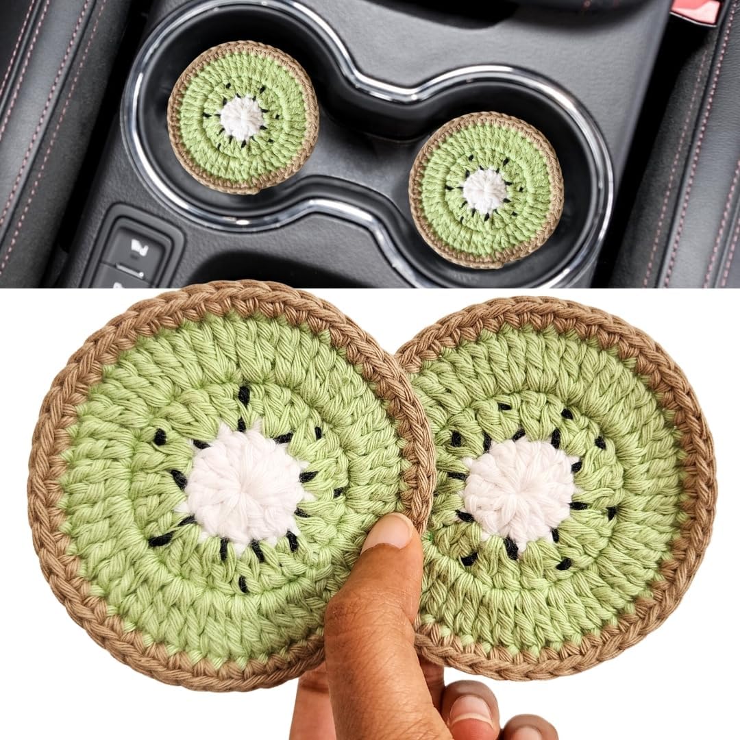 Juego posavasos coche ganchillo algodón diseño frutas
