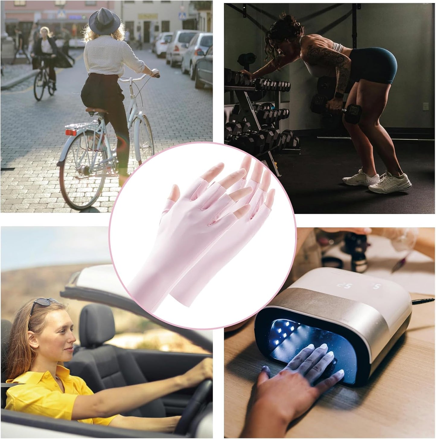 Guantes UV seda sin dedos para mujer actividades al aire libre