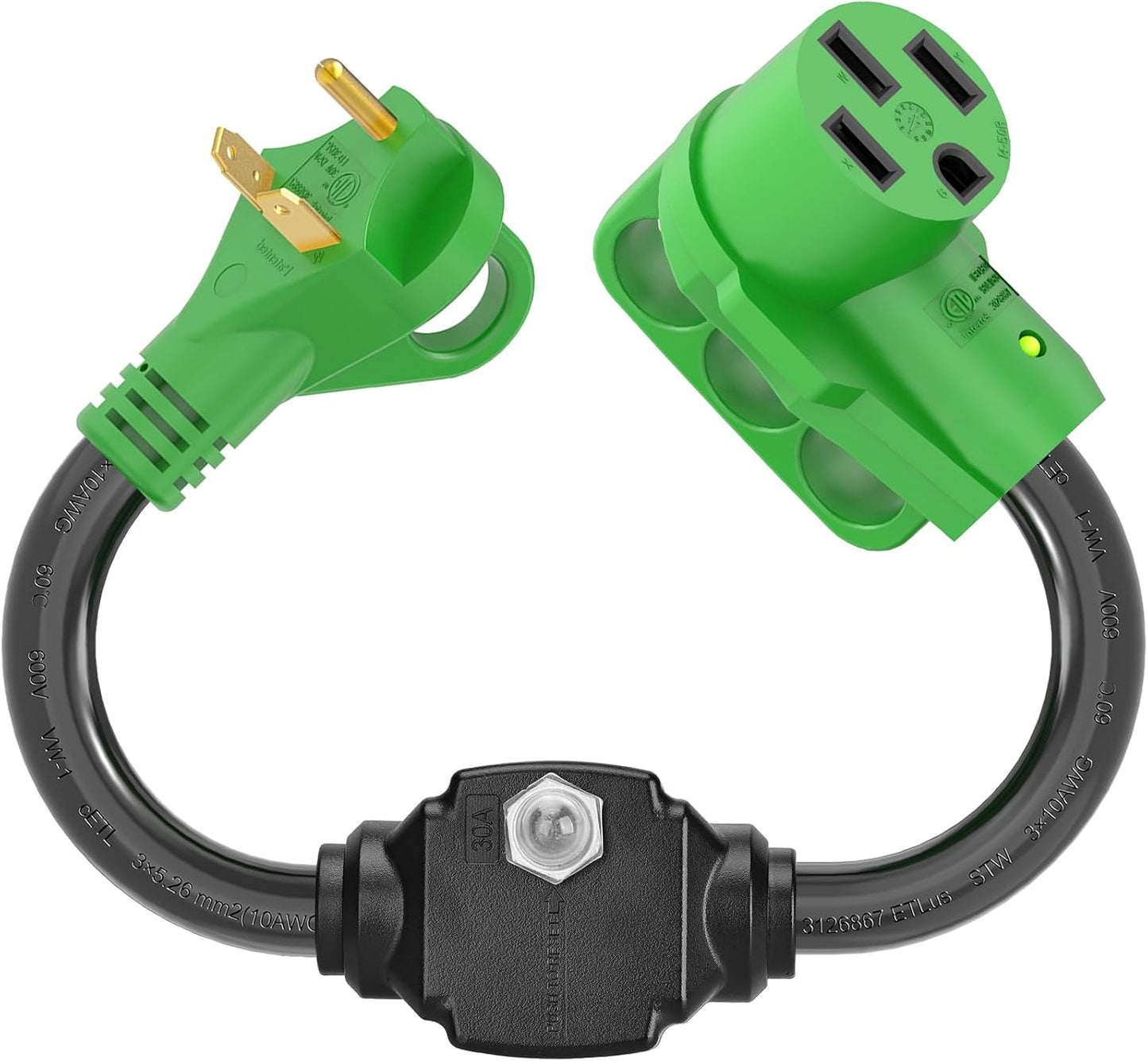 Cable adaptador NEMA TT-30P a 14-50R 30-50A con interruptor
