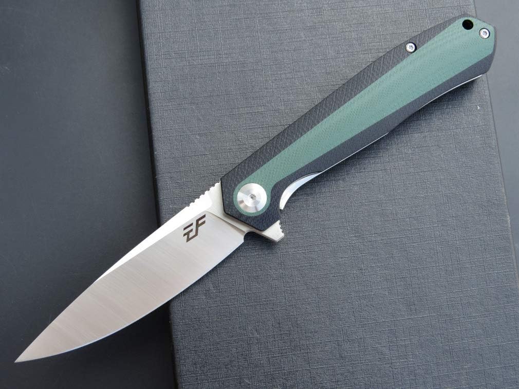 Cuchillo plegable EDC G10 D2 para acampar verde