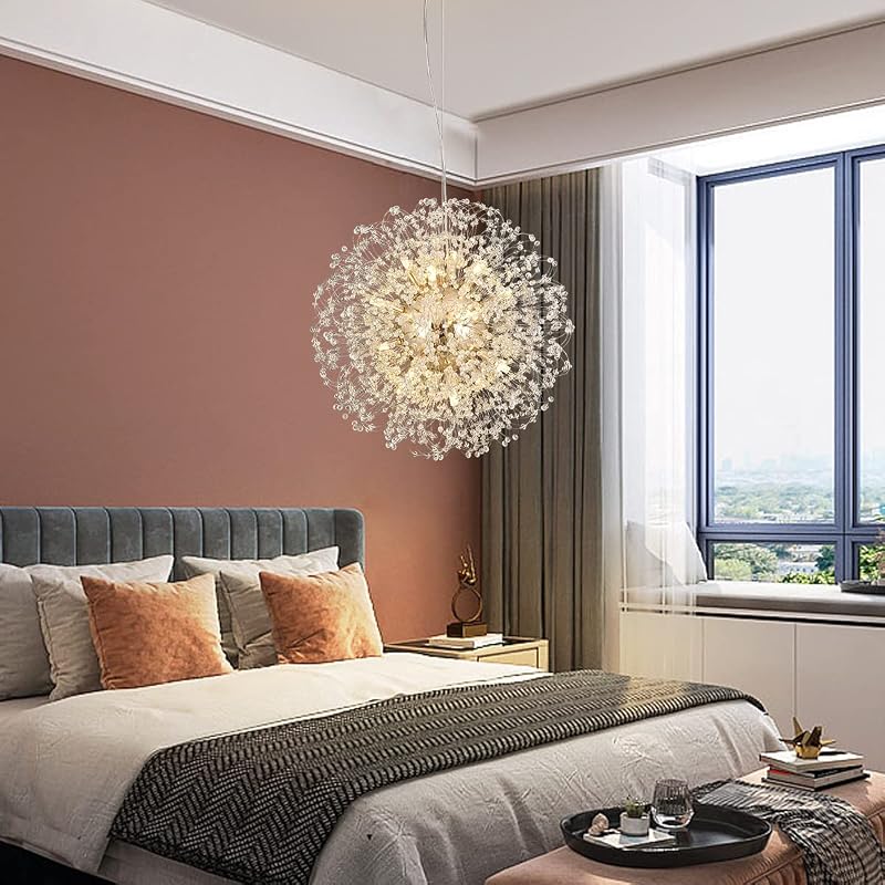 Lámpara de techo sputnik dandelion con 16 luces doradas