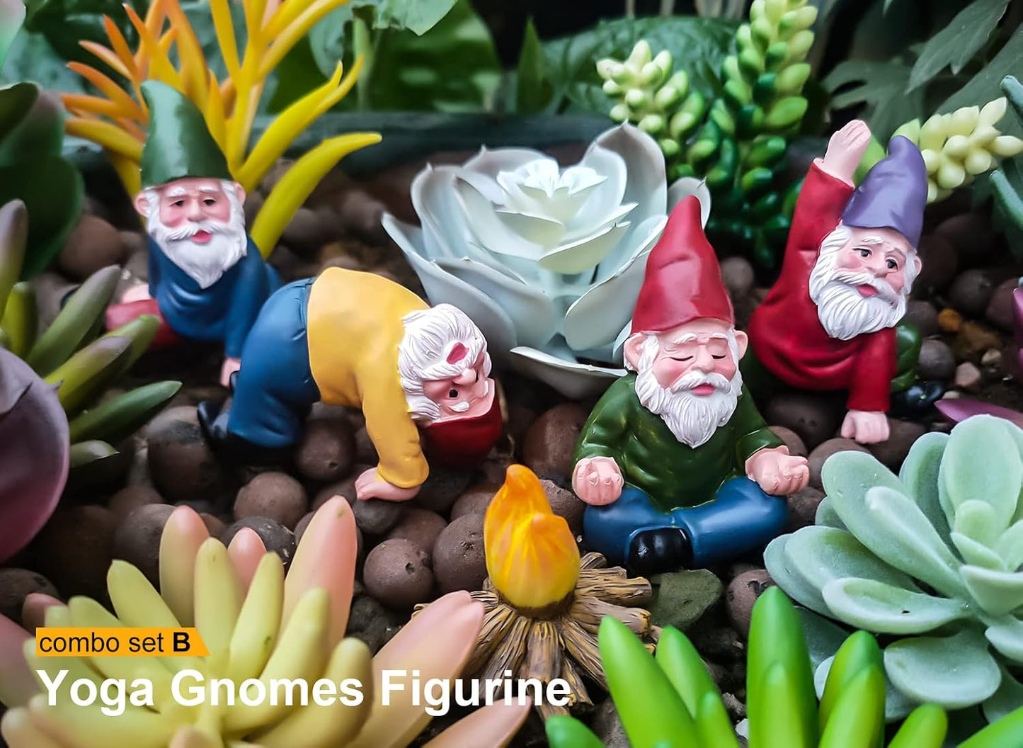 5 Adornos Gnomos Resina para Jardín Exteriores