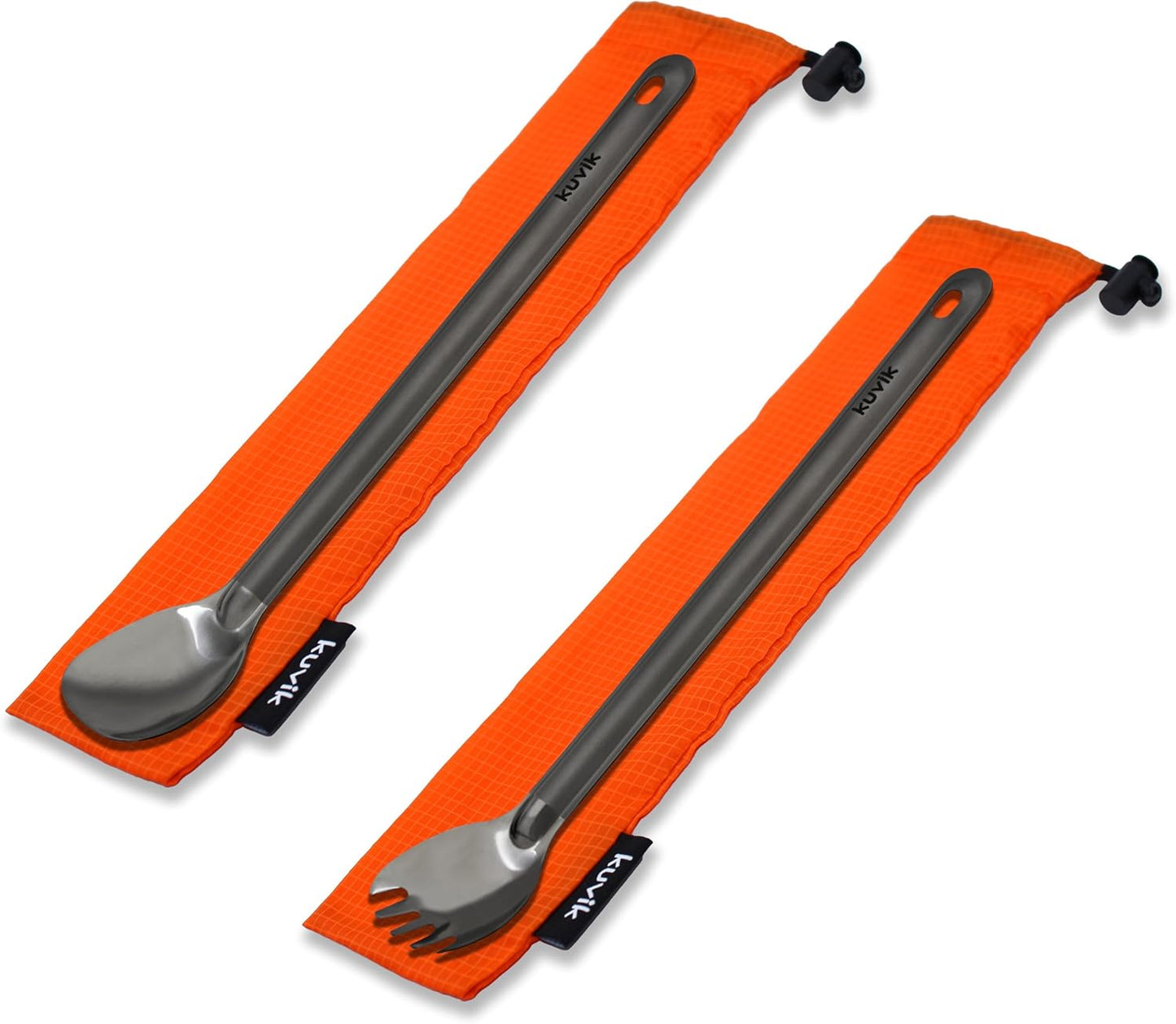 Combo cuchara y tenedor titanio ultraligero camping