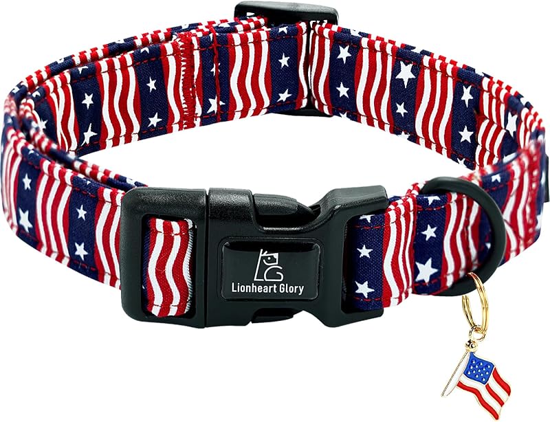 Collar perro bandera americana ajustable para perros pequeños