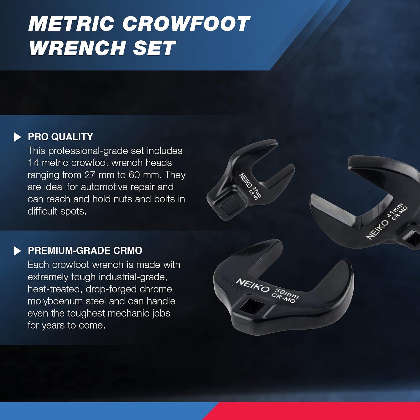 Set 14 Pzas Llaves Crowfoot 1/2 27-50mm Acero Cromo