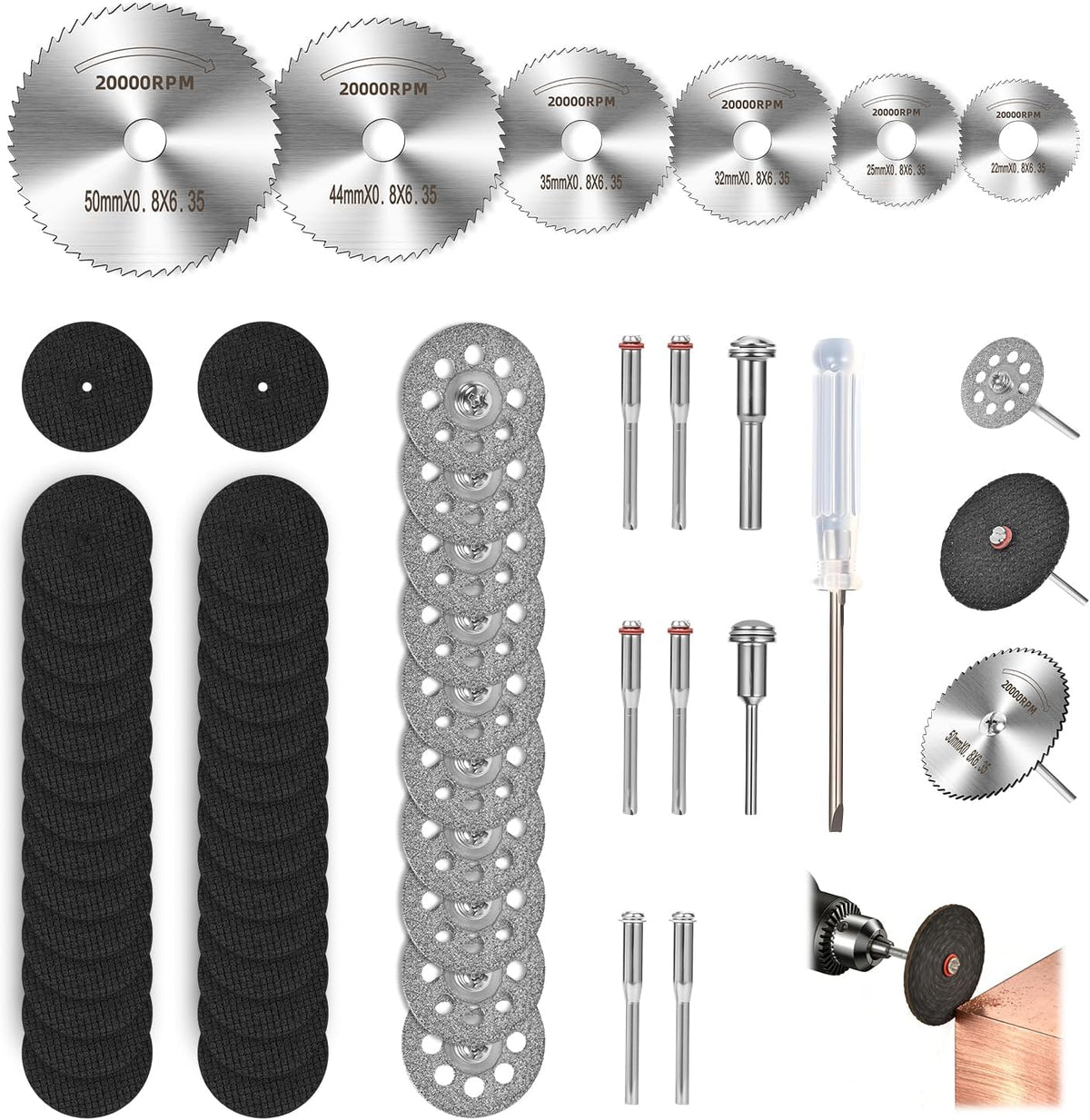 Juego 55 Ruedas Corte HSS Diamante Metal PVC Manualidades