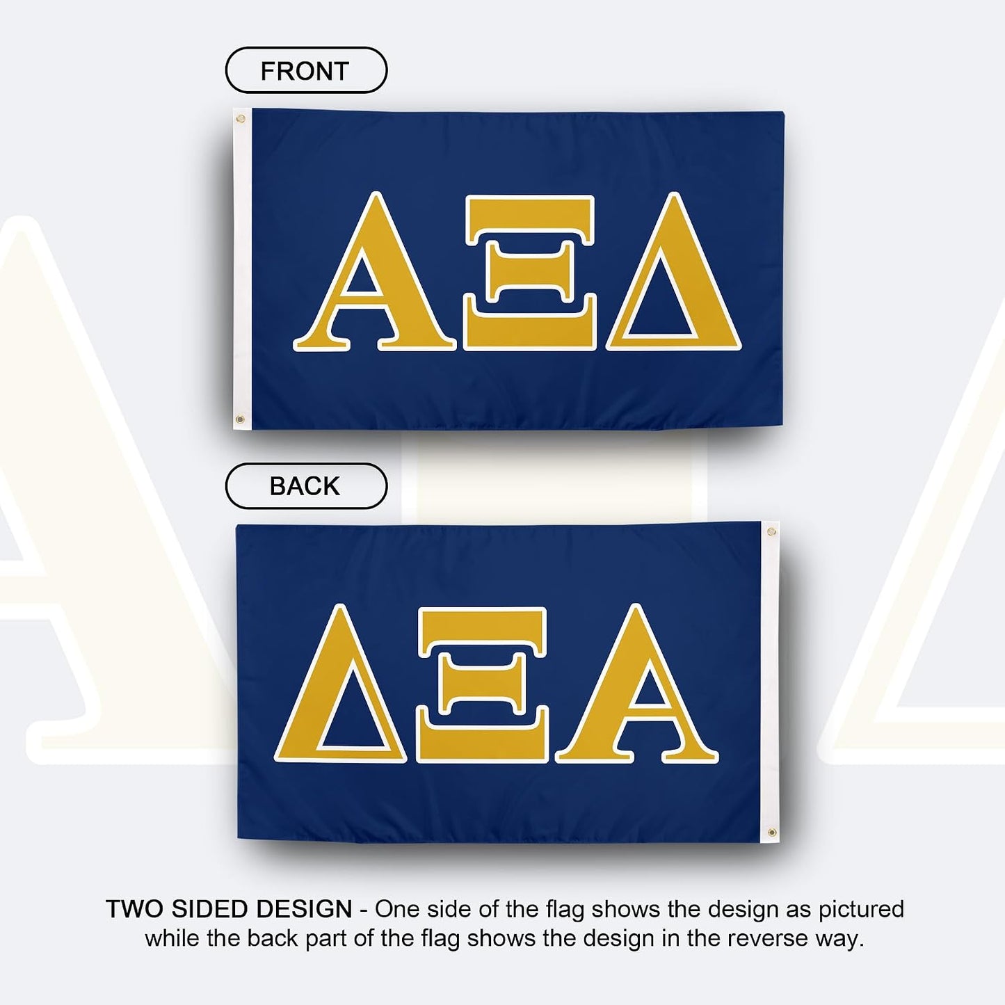 Bandera Alpha Xi Delta 3x5ft decoración hermandad griega