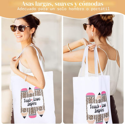 4 bolsas lona estampado leopardo para profesoras Navidad