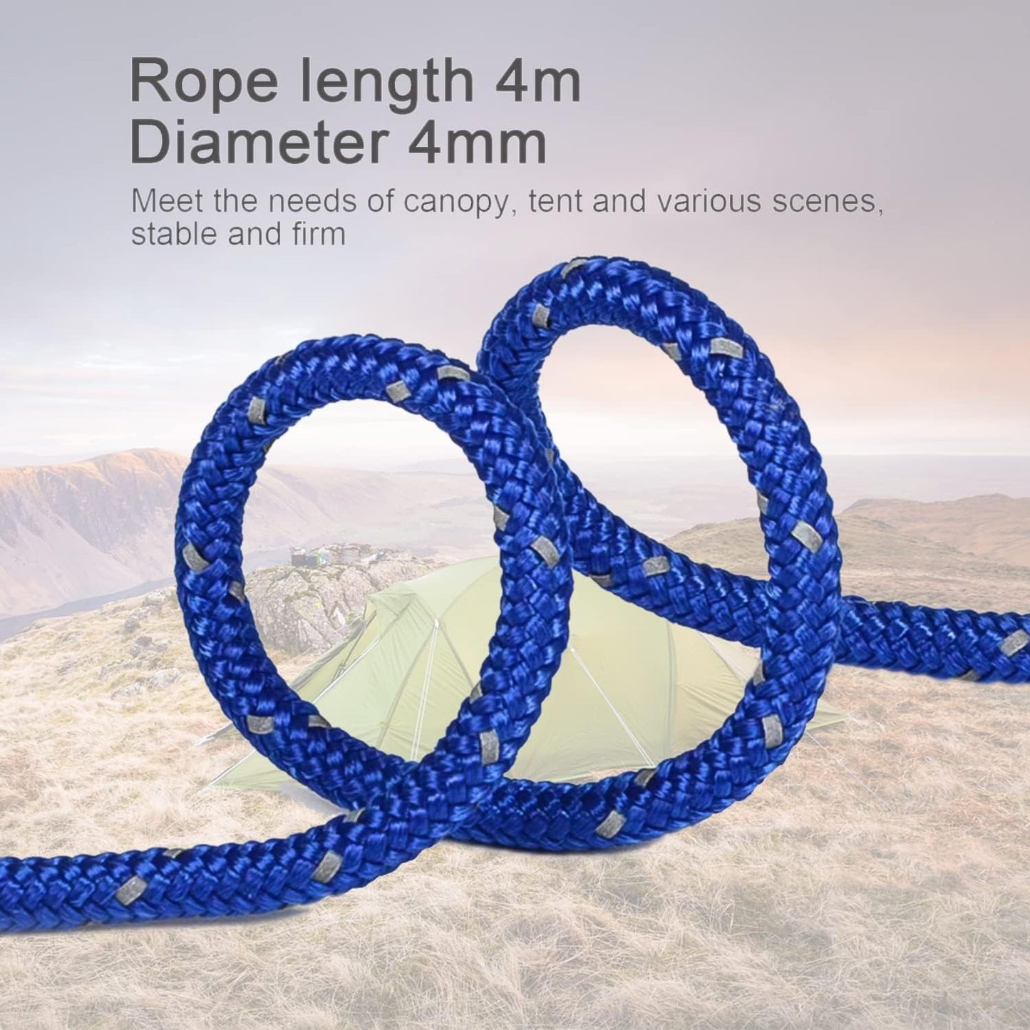 8 Cuerdas Tienda 4mm Tensor Aluminio Aire Libre Azul