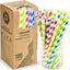 Pajitas papel 8.5pulg rayas coloridas pack 100