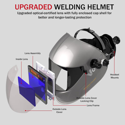 Casco soldadura con luz LED autooscurecedor solar 4/5-13
