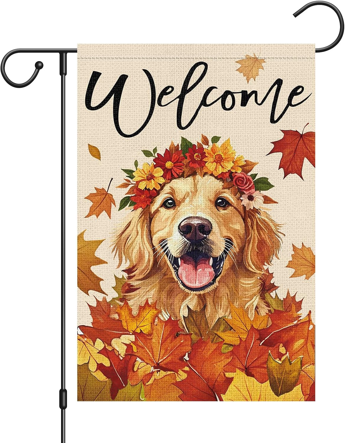 Bandera jardín doble cara perro Golden Retriever 12x18"