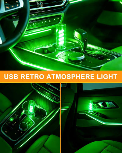 Luz nocturna USB tacto interior automóvil hogar campamento verde set 2