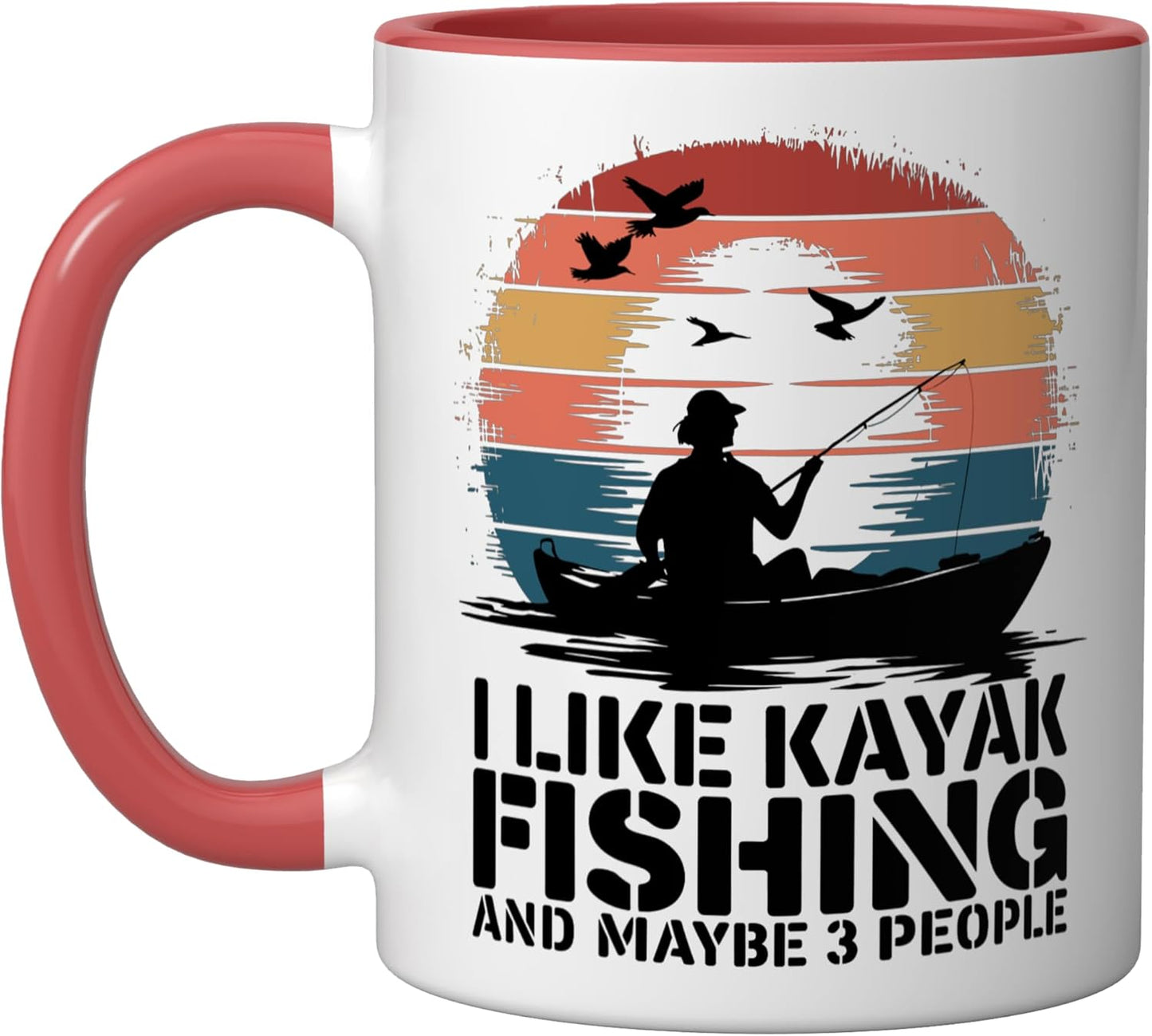 Taza Cerámica Pesca Kayak Meme Rojo/Blanco
