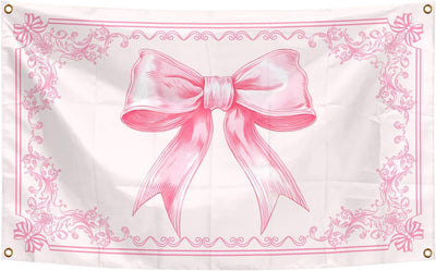 Tapiz coqueta lazo rosa 3x5ft banderas para habitación