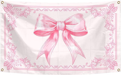 Tapiz coqueta lazo rosa 3x5ft banderas para habitación