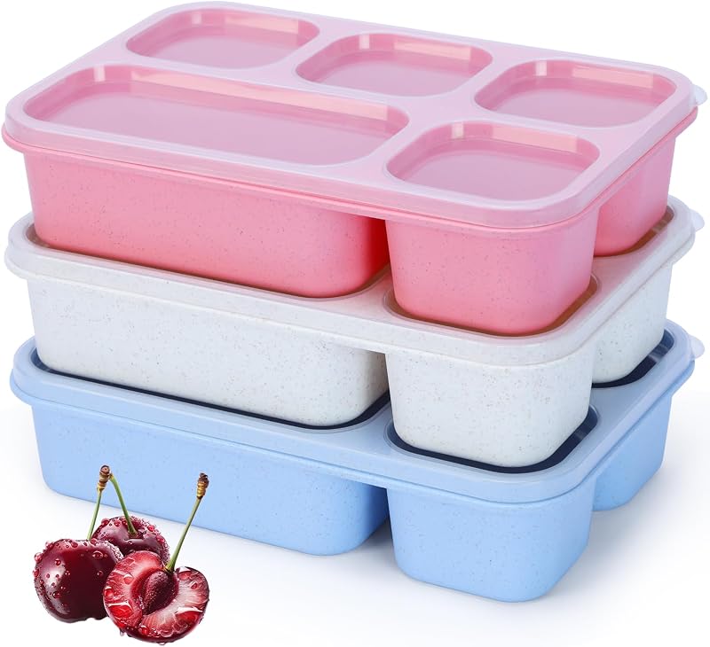Caja Bento 3 Recipientes 5 Compartimentos para Aperitivos y Viaje