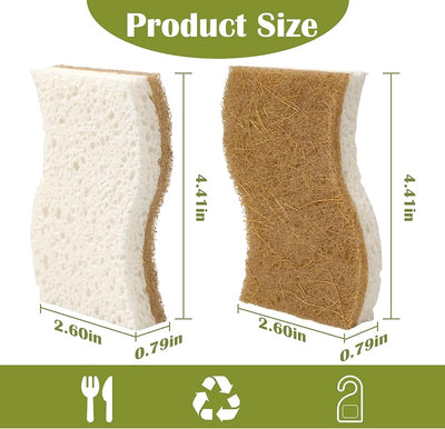 14 Pzas Esponjas Cocina Celulosa y Coco Color Blanco
