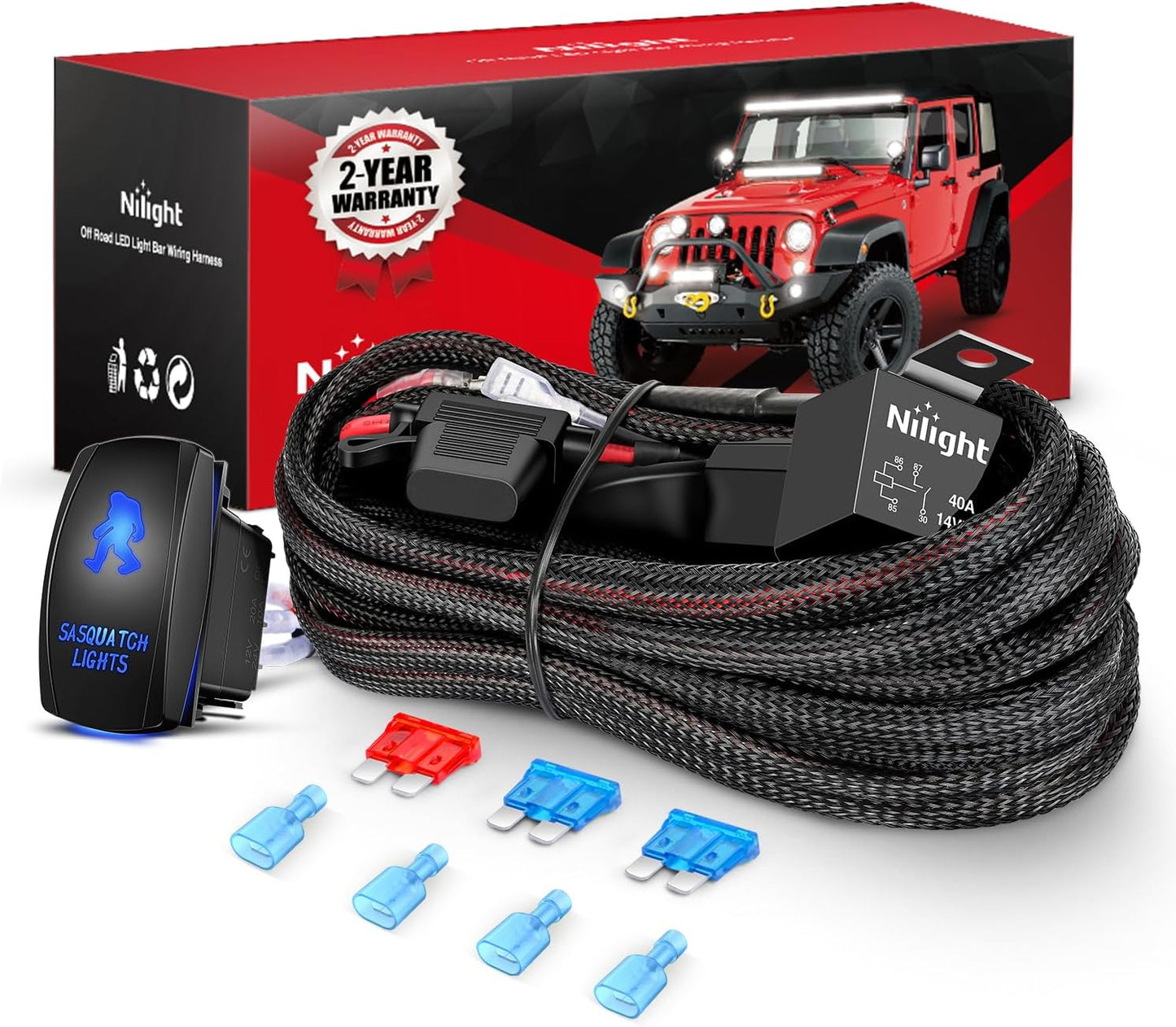 Kit arnés cable 16 AWG 12 V con interruptor 5 pines y relé
