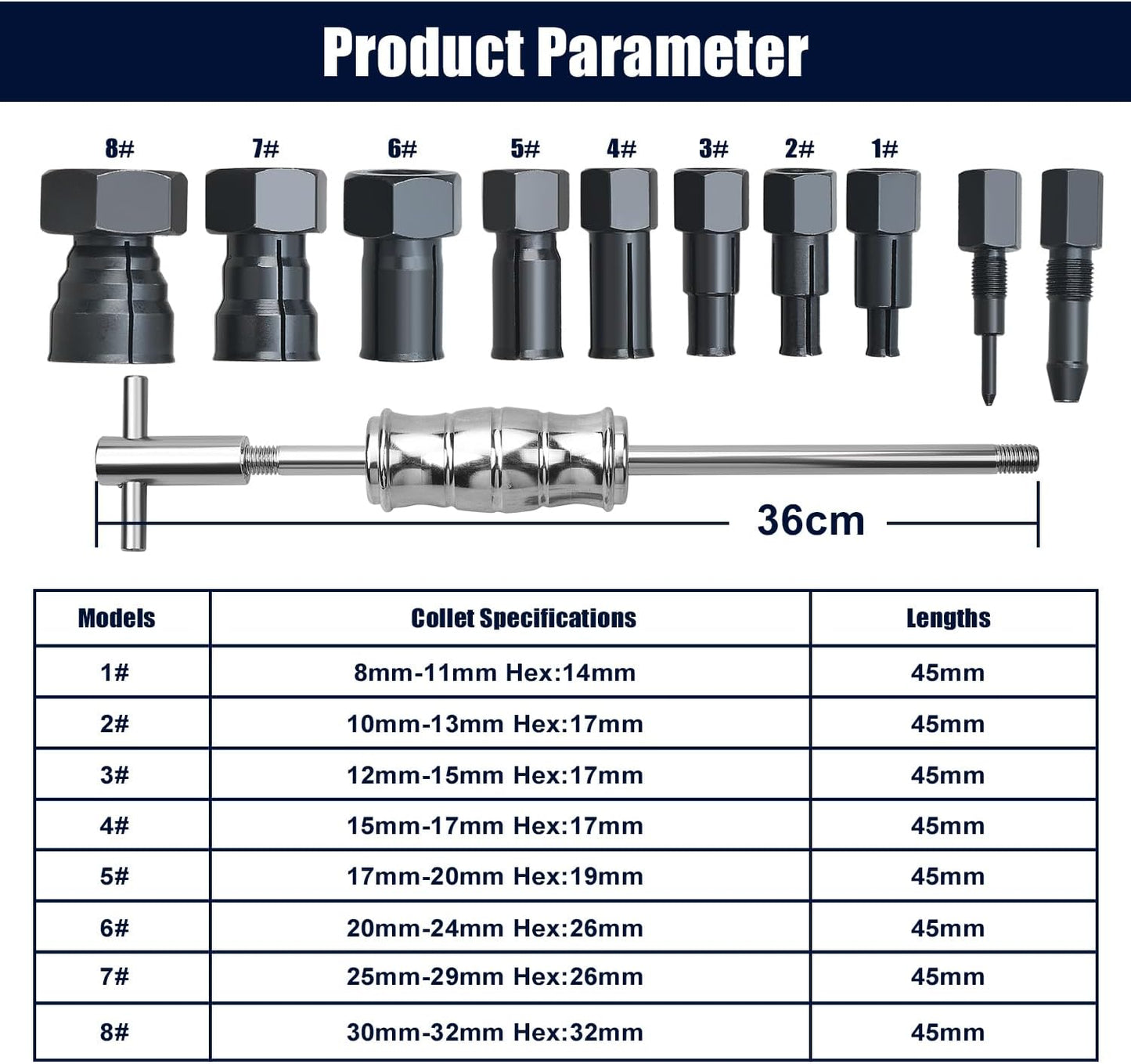 Set 12 Pzas Extractor Rodamientos con Martillo Deslizante