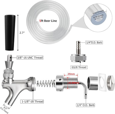 Kit grifo acero inox cierre automático Kegerator
