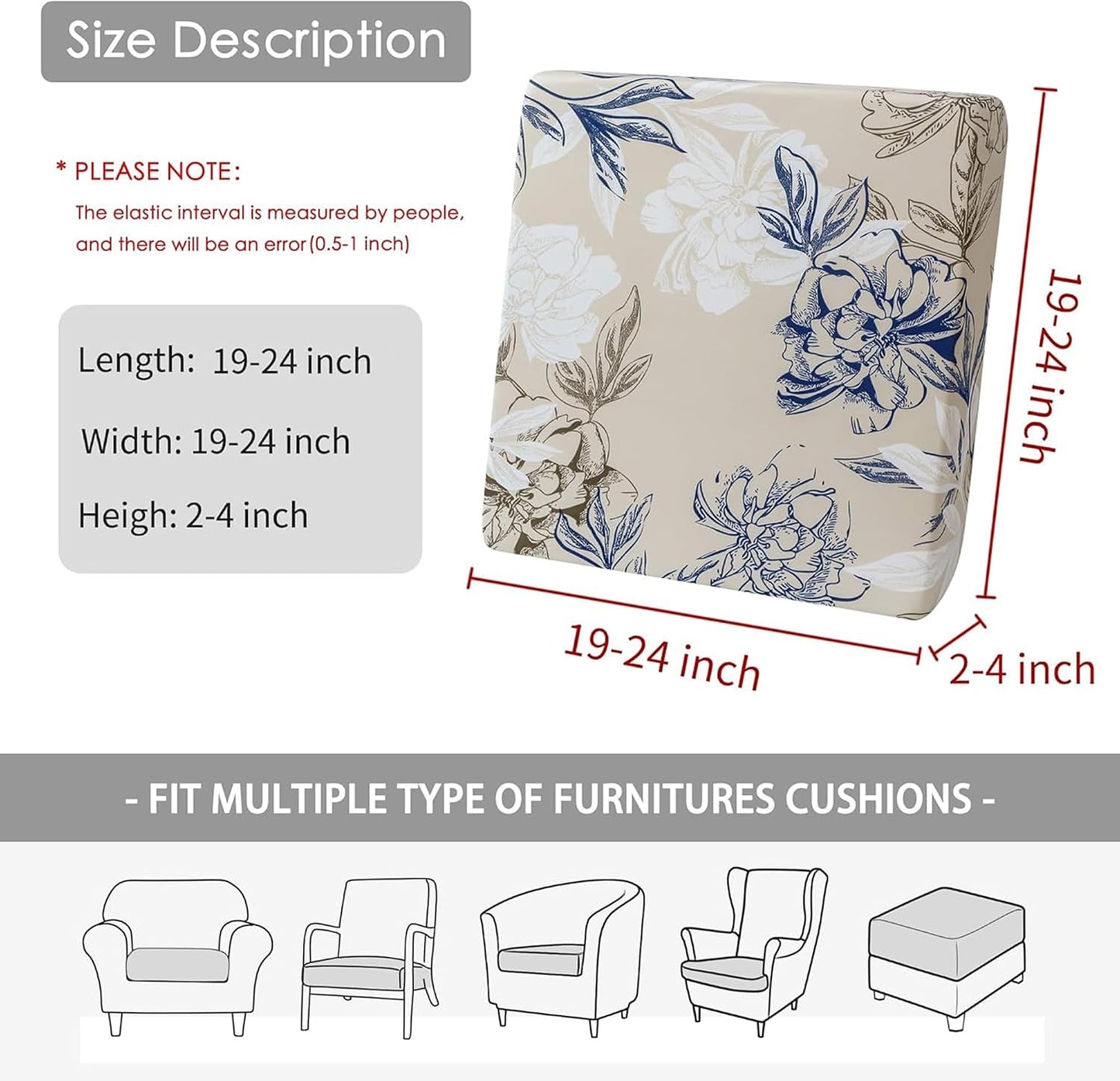 Fundas cojín patio 20x20 impermeables set 2 estampado floral