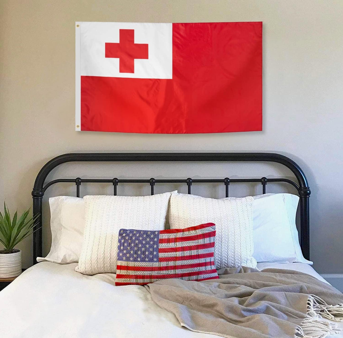 Bandera Tonga 3x5ft Poliéster Ojales Latón Cabecera Lona