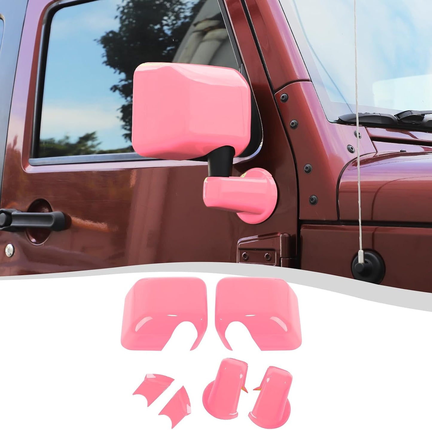 Kit adornos espejo retrovisor Jeep Wrangler 07-18 Rosa