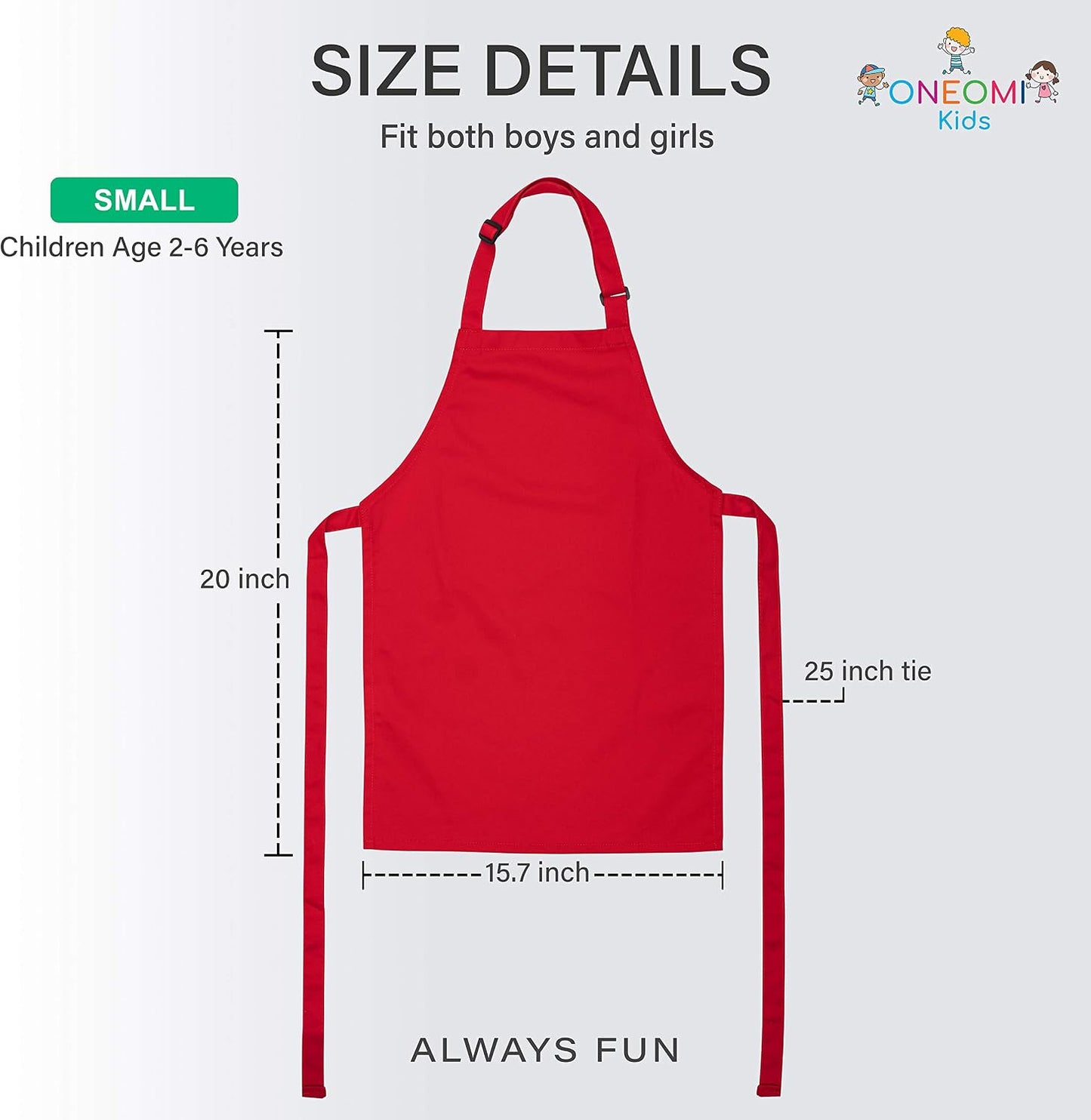 Delantal para niños 100% algodón correa ajustable