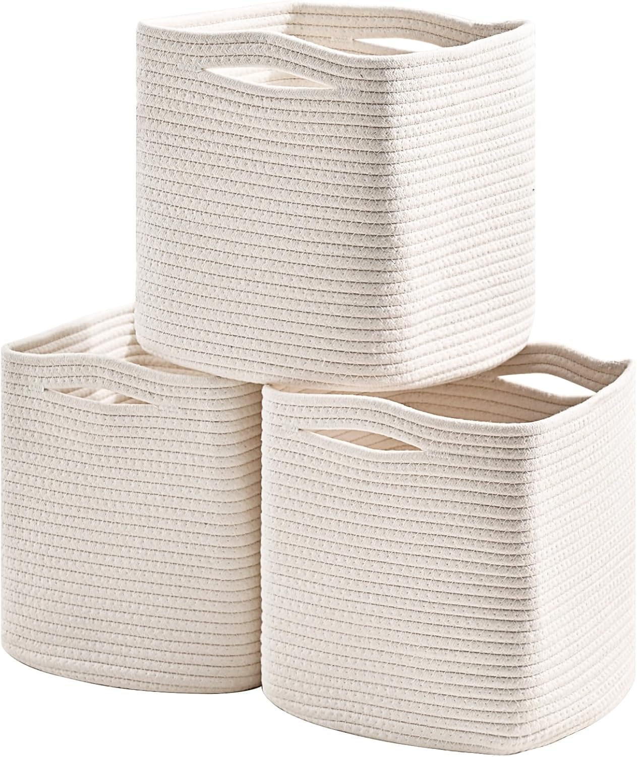Cestas tejidas 11" para organiz. cubos estantes