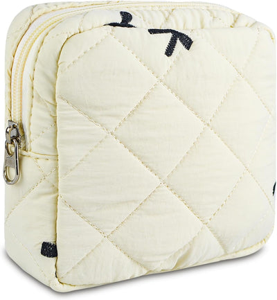 Bolsa maquillaje floral acolchada organizador viaje mujer blanco