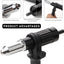 Pistola remache eléctrica con mango antiderrap y 4 cabezales
