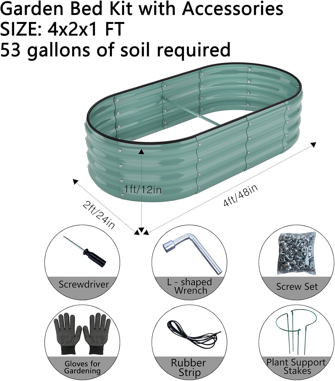 Jardinera metal galvanizado cama jardín 2pzas verde 4x2x1ft