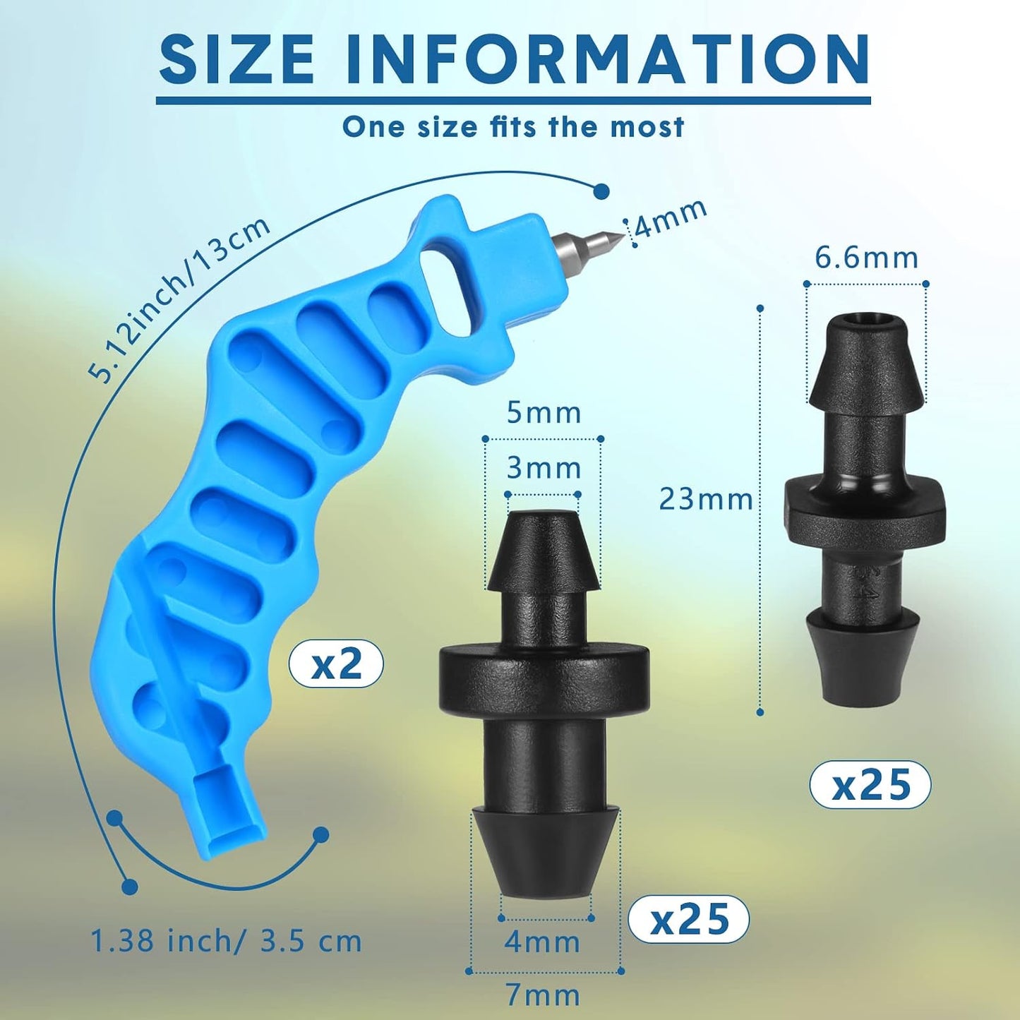 2 Pzas 2en1 para tubería riego goteo 1/4pulg 50 accesorios