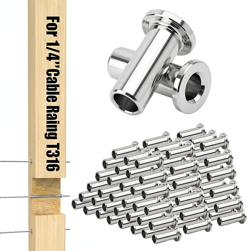 150 Fundas Cable 1/4" Acero Inox T316 para Barandillas