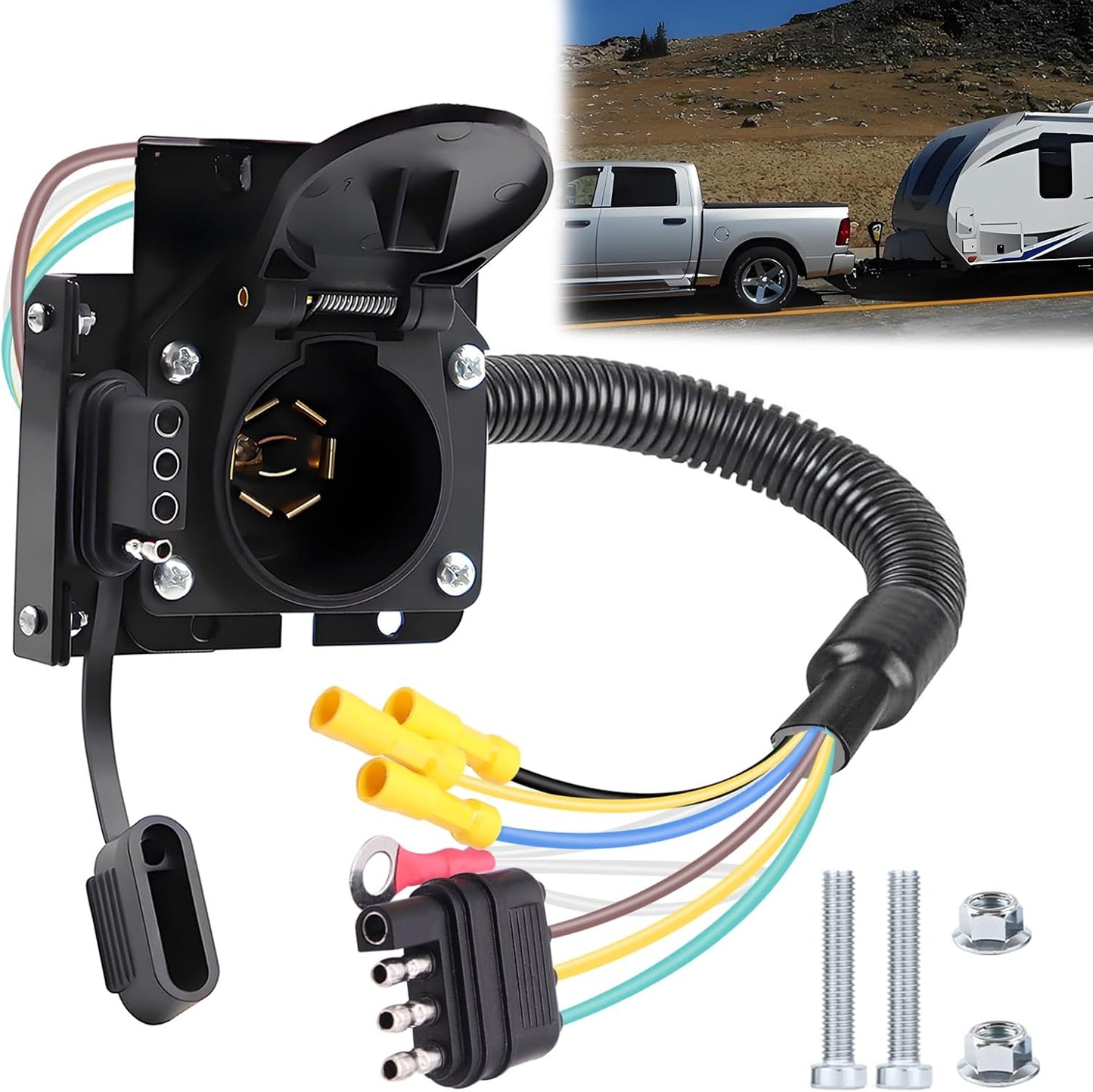 Adaptador enchufe remolque 7 a 4 pines conector dual