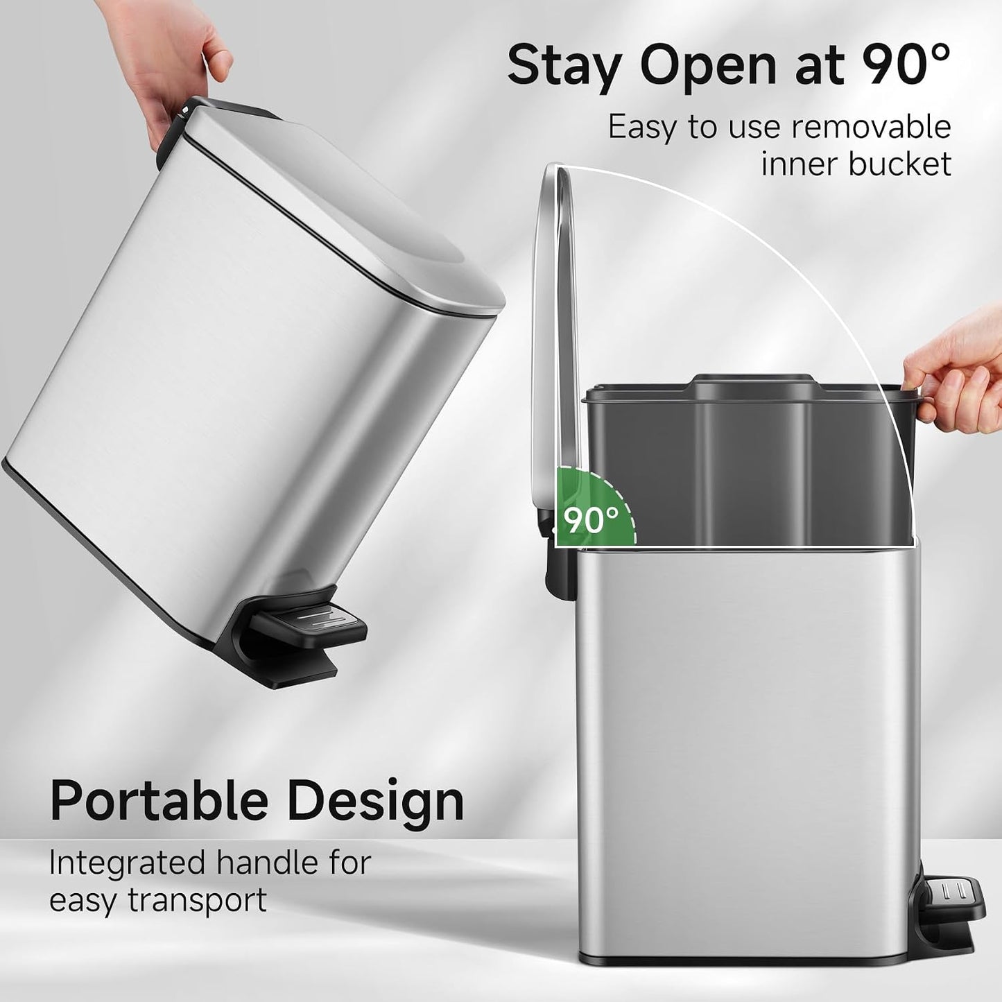Cubo basura acero inox 6L con tapa suave y pedal