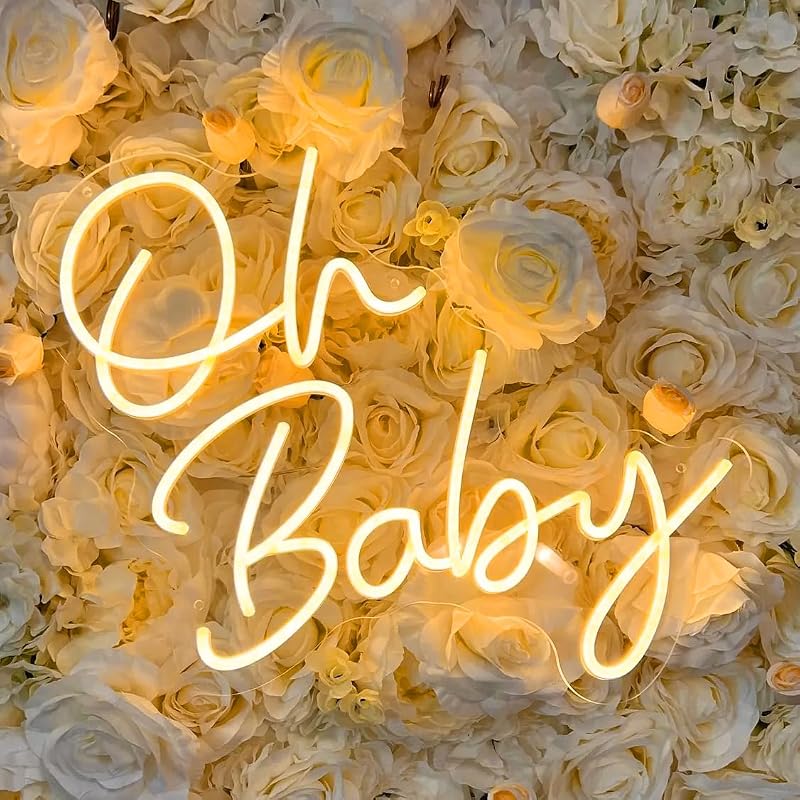 Letrero neón LED 21.5x20" para baby shower y bautizo