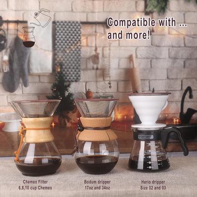 Accesorios cafetera acero inox comp Hario V60 y Chemex
