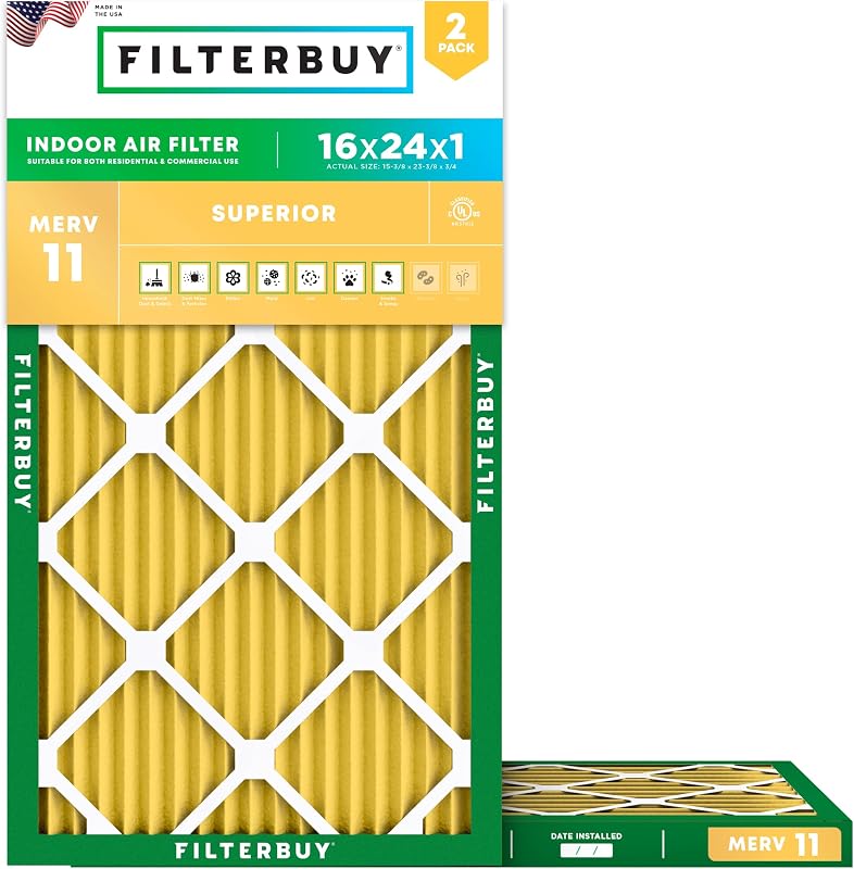 Filtro aire HVAC 16x24" MERV 11 contra mascotas 2 pzas