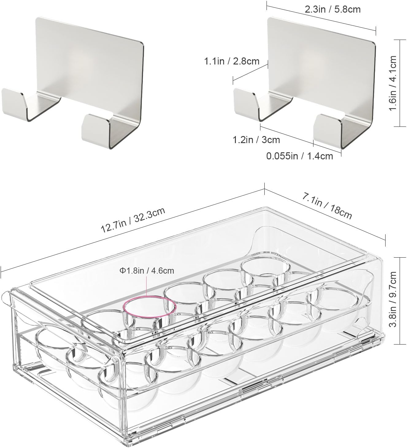 Contenedor huevos apilable sin BPA 18uds transparente