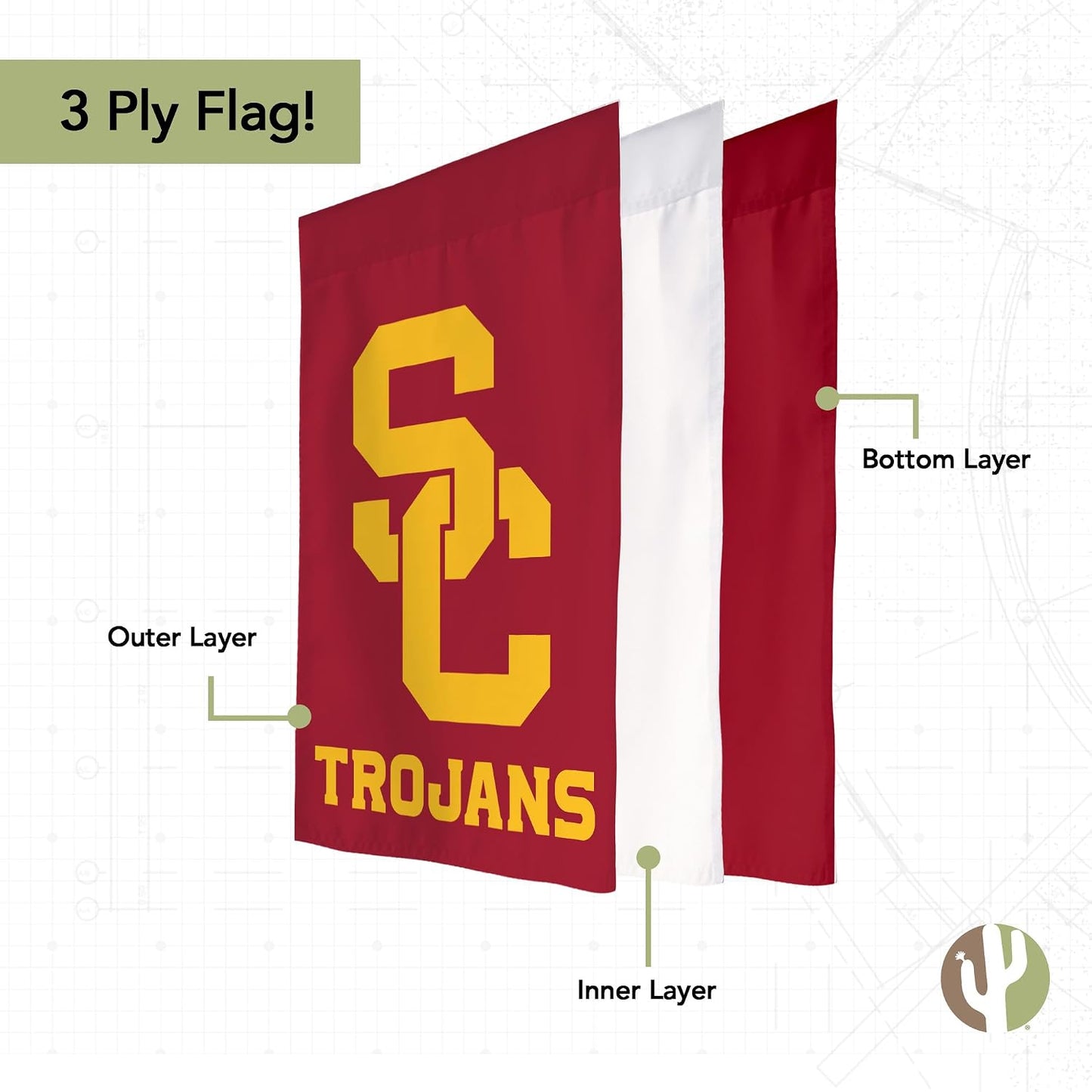 Bandera USC Trojans 19x12pulg para eventos al aire libre