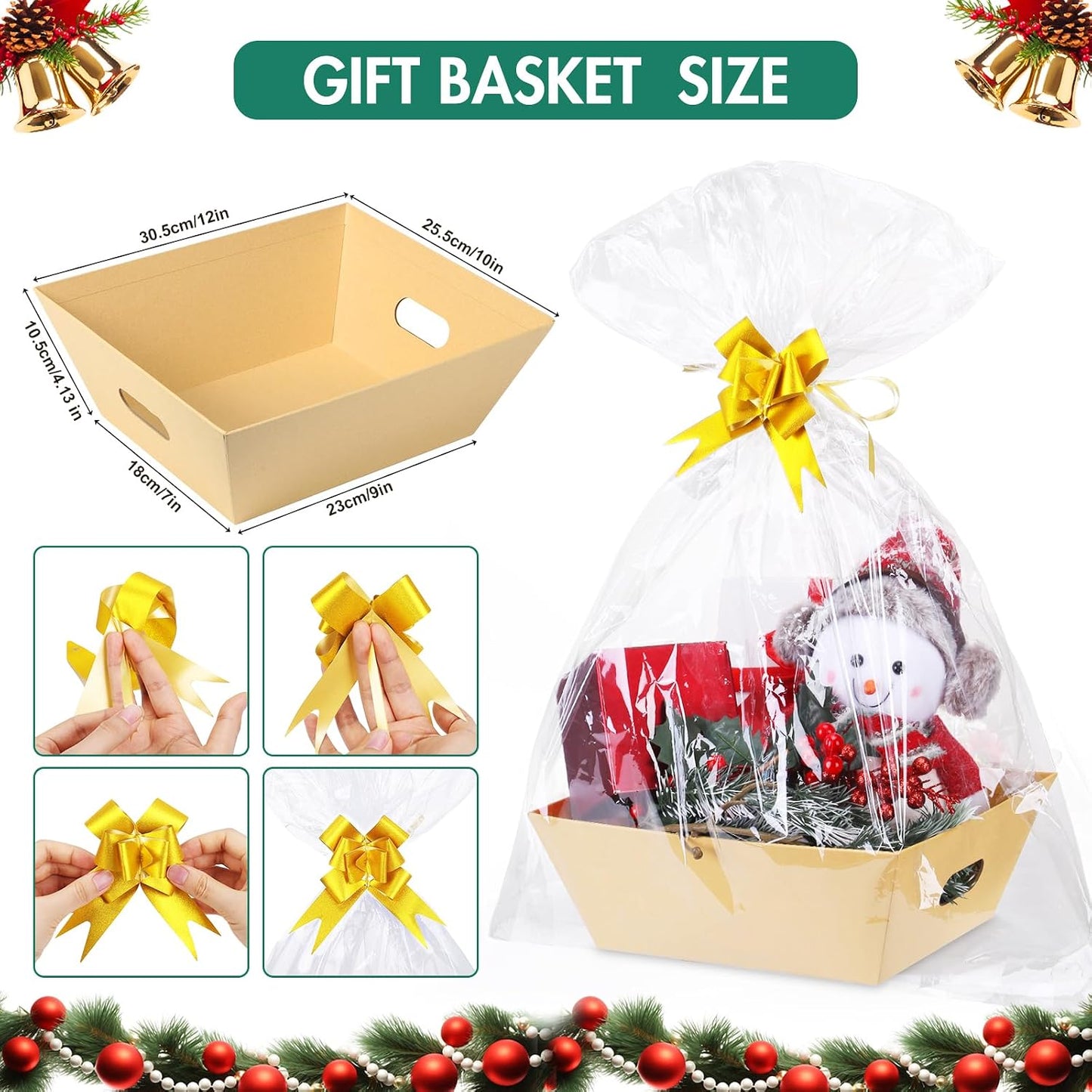 10 Cestas Regalo Kraft 10x12" con 10 Lazo